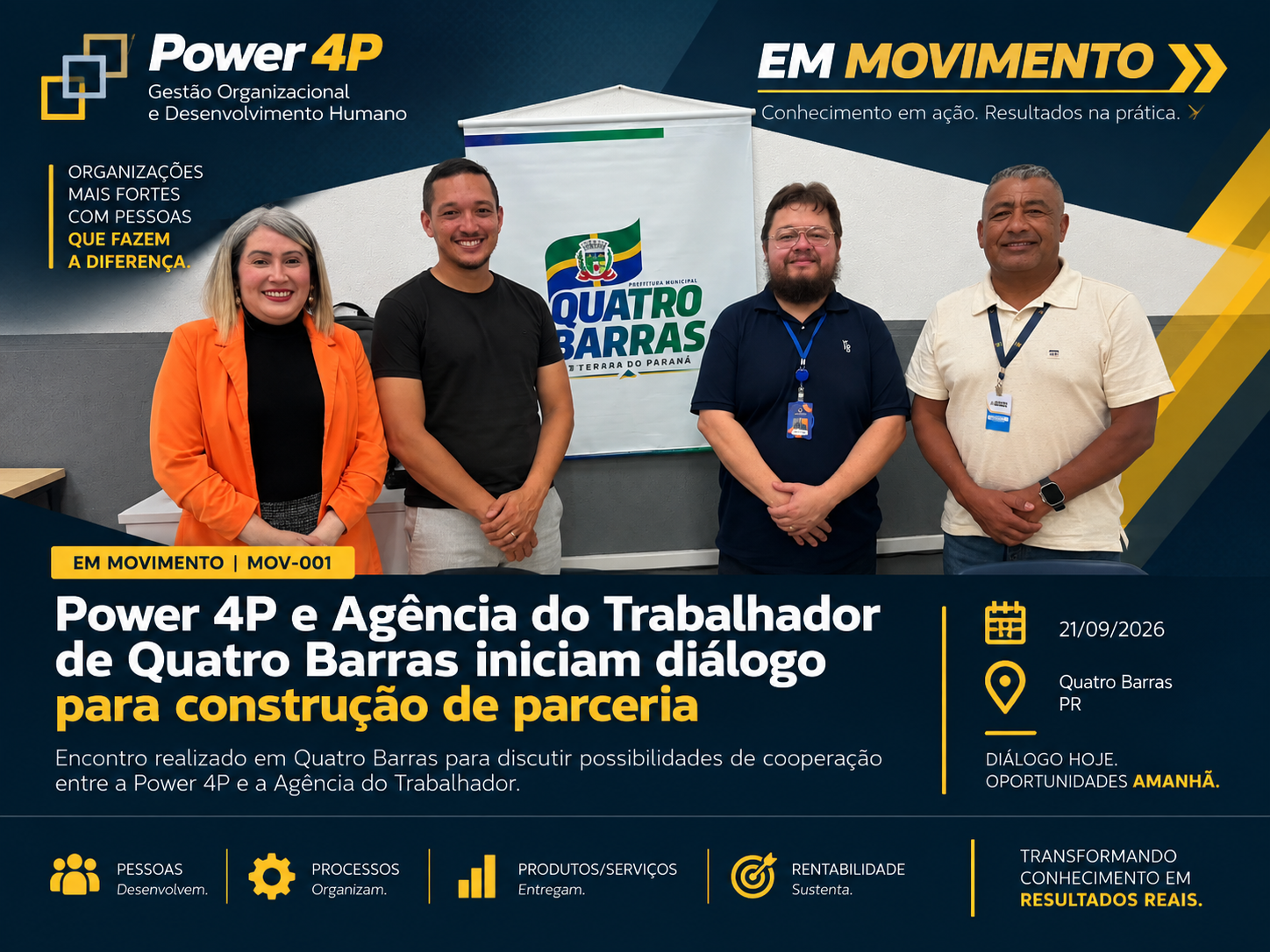 Power 4P e Agência do Trabalhador de Quatro Barras iniciam diálogo para construção de parceria
